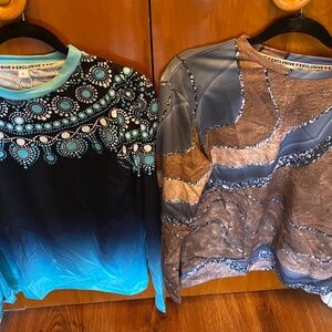 Bundle of 2 women’s new tops size large recycled material. Fit like Medium
